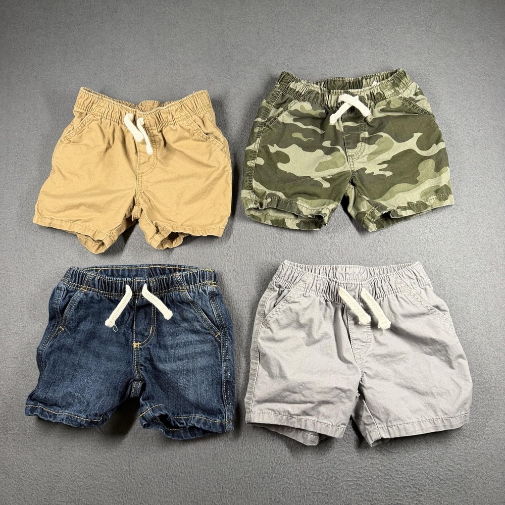 Old Navy Shorts Boys 12-18 Months Lot Of 4 Drawstring Elastic Waist Multicolor